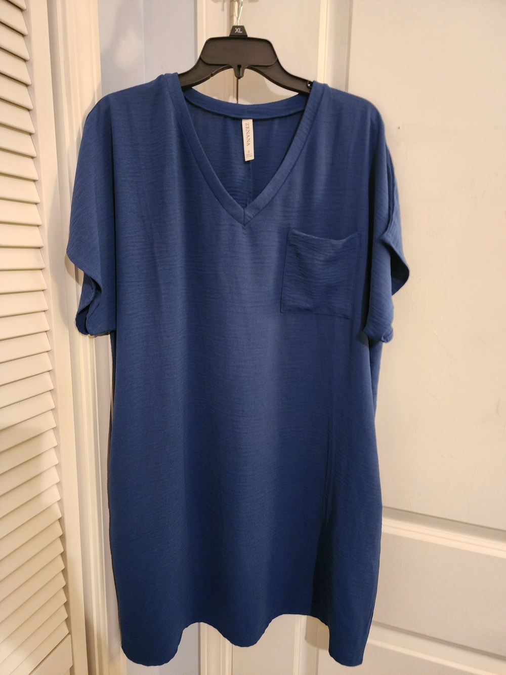 Zenana Outfitters Blue V-Neck Pocket Dress